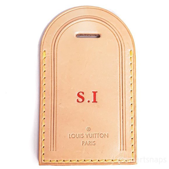 Authentic LOUIS VUITTON Vachetta leather Luggage Name Tag - SI - Picture 4 of 14